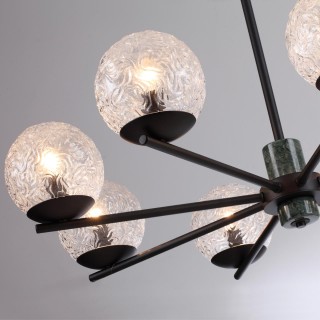 5026/8 MODERN ODL23 389 черный матовый/темно-зеленый/прозрачный металл/мрамор/стекло Люстра E14 8*40W GREENI-foto5