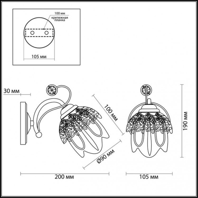 3002/1W COMFI LN16 069 белый с золотой патиной Бра E14 40W 220V FLORANA