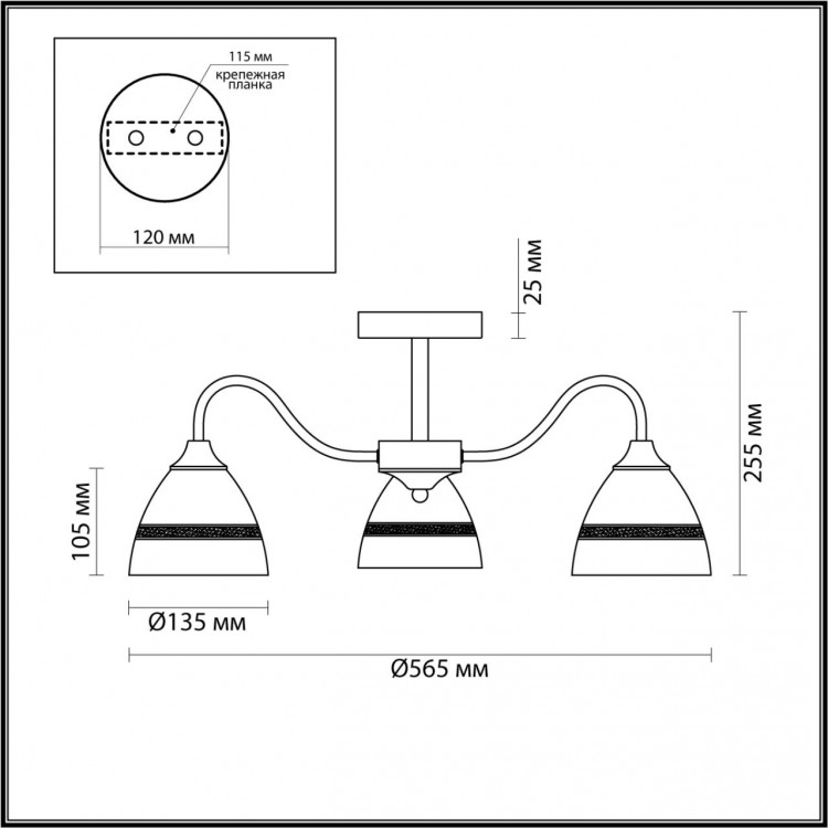 5214/3C COMFI черный, бронзовый Люстра потолочная E27 3*60W 220V NETTIE