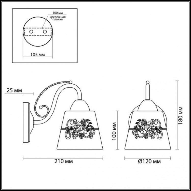 3003/1W COMFI LN16 071 белый с золотой патиной Бра E14 40W 220V VEVA