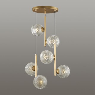 5292/6 MODERNI LN23 060 матовое золото Светильник подвесной E27 6*8W LED 220V GENEVA-foto3