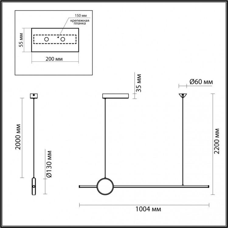 6601/30L HIGHTECH ODL23 127 черный/античная бронза/металл Подвесной св-к IP20 LED 30W 1800Лм 3000K STILO