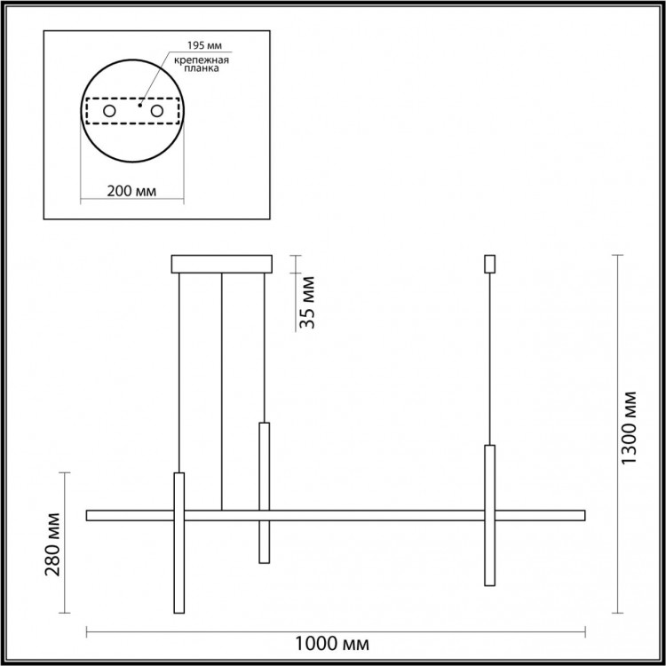 6606/32L HIGHTECH ODL23 145 черный/металл Подвесной св-к IP20 LED 32W 3000K VETTA