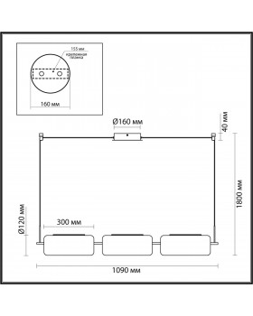 5003/30L L-VISION ODL23 283 черный матовый/прозрачный/стекло Люстра LED 30W 3000K KAVIA-foto2