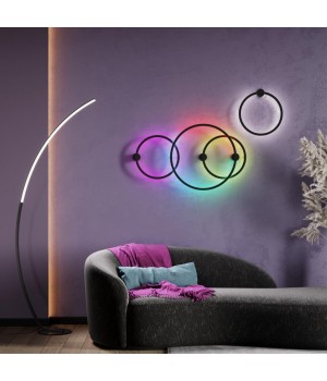 4386/18WL HIGHTECH ODL23 121 черный/металл Настенный светильник IP20 RGB динамическая подсветка ПДУ в комплекте LED 18W 3000K OMEN-foto4