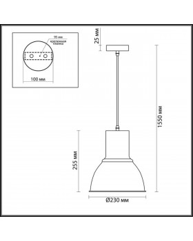 3327/1 PENDANT ODL17 366 темн.серый/металл Подвес E27 60W 220V LASO-foto2