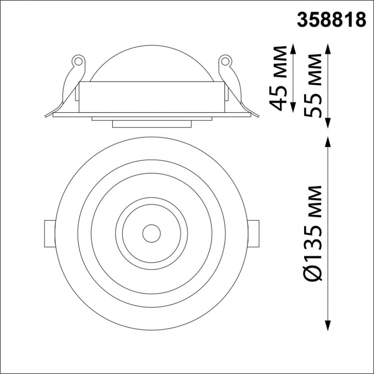 358818 SPOT NT21 252 черный Светильник встраиваемый светодиодный IP20 LED 18W 1600Лм 4000K 220V GESSO