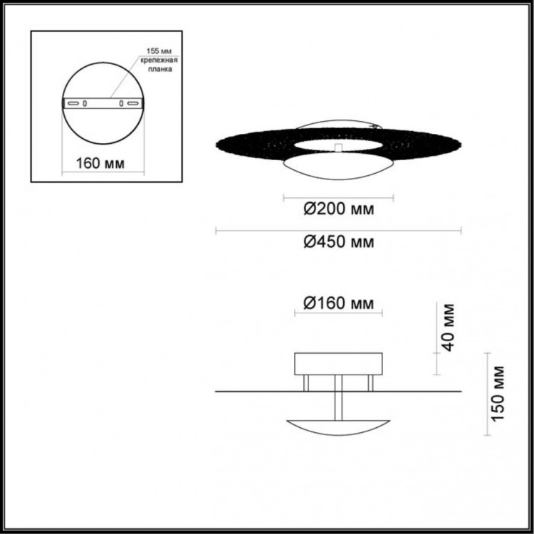 3560/24L HIGHTECH ODL18 133 серебр. фольг-ние Н/п светильник IP20 LED 3000K 24W 1920Лм 220V LUNARIO