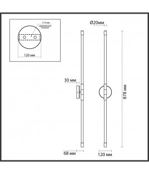 4393/20WL HIGHTECH ODL23 105 черный/металл/акрил Настенный св-к IP20 LED 20W 480Лм 3000K ANTA-foto2