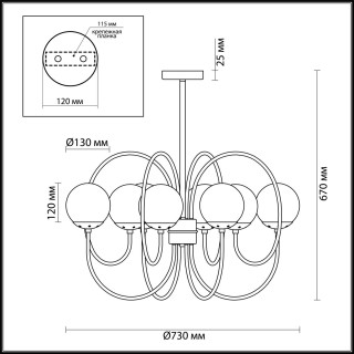 4482/8C MODERNI LN20 168 золотой, желтый Люстра потолочная E14 8*60W 220V SCARLETT-foto2