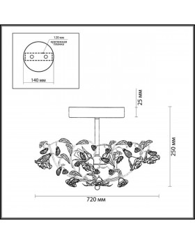 2585/5 COUNTRY ODL13 502 бежевый/розовый/хрусталь Люстра потолочная E14 5*60W 220V OXONIA-foto2
