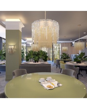 4634/6 CLASSIC ODL20 443 золото/стекло/металл.цепочки Люстра E14 6*40W 220V BRITA-foto3