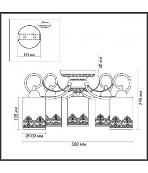 3070/5C COMFI LN16 067 бронзовый Люстра потолочная E27 5*40W 220V CITADELLA-foto2