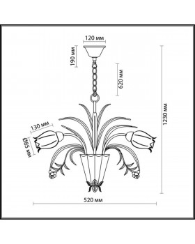 2652/3 COUNTRY ODL14 482 бежевый/зеленый Люстра E14 3*40W 220V MERIDA-foto2