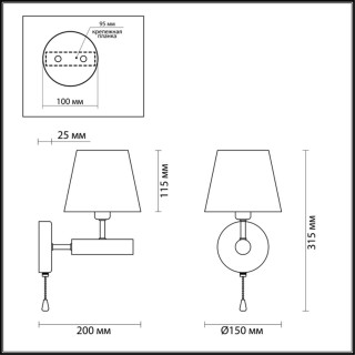 3703/1W COUNTY LN19 194 античная бронза, дерево Бра E14 40W 220V ROBIN-foto2
