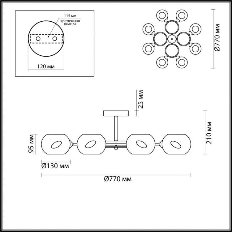 4549/8C COMFI LN21 056 античная бронза, белый Люстра потолочная E14 8*40W 220V PENELOPA