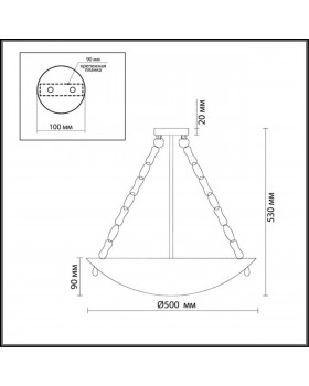 2094/5C COUNTRY ODL11 507 коричневый/мозаика Люстра E27 5*60W 220V VELUTE-foto2
