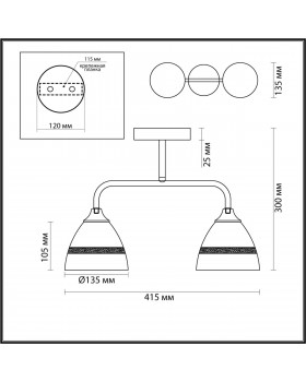 5214/2CA COMFI черный, бронзовый Люстра потолочная E27 2*60W 220V NETTIE-foto2