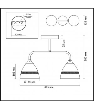 5214/2CA COMFI черный, бронзовый Люстра потолочная E27 2*60W 220V NETTIE-foto2