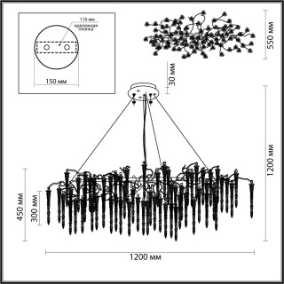 5005/12 HALL ODL23 487 золотой/прозрачный металл/хрусталь Люстра G9 12*40W BANCHE-foto2