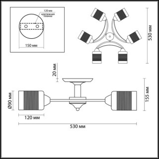 3030/6C COMFI LN16 064 хром, кофе Люстра потолочная E27 6*60W 220V FILLA-foto2