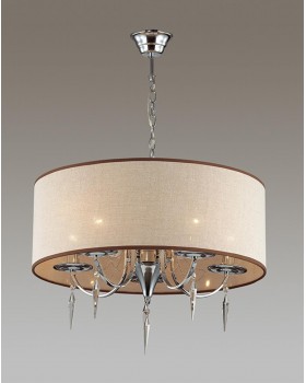 3210/5A CLASSIC ODL16 438 хром/ткань/хрусталь/цепочки Люстра E14 5*40W 220V OFELIA-foto3