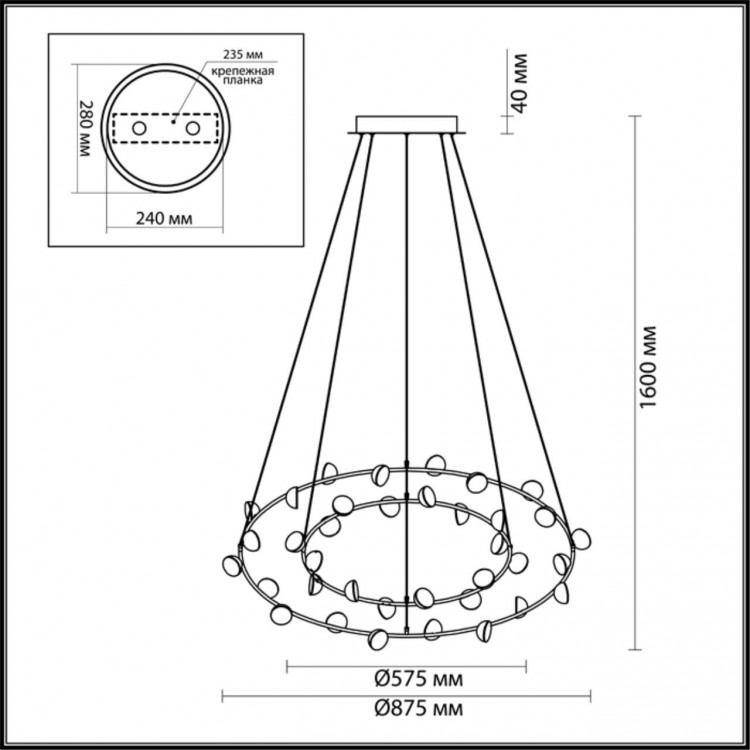 4156/99L L-VISION ODL19 168 черный Люстра LED 108W VERICA