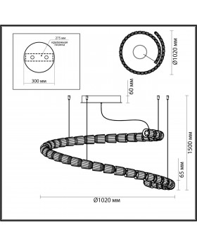 5010/129L L-VISION ODL23 423хром/прозрачный/металл/акрил Люстра подвесная LED 129W 4000K 3200Лм SERPA-foto2