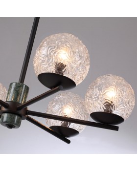 5026/6 MODERN ODL23 389 черный матовый/темно-зеленый/прозрачный металл/мрамор/стекло Люстра E14 6*40W GREENI-foto5