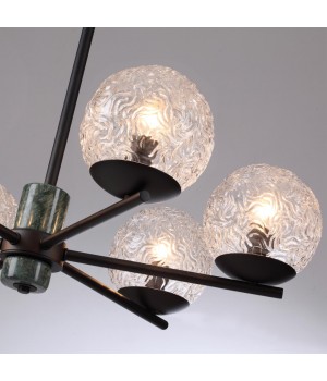 5026/6 MODERN ODL23 389 черный матовый/темно-зеленый/прозрачный металл/мрамор/стекло Люстра E14 6*40W GREENI-foto5