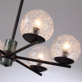 5026/6 MODERN ODL23 389 черный матовый/темно-зеленый/прозрачный металл/мрамор/стекло Люстра E14 6*40W GREENI-foto5