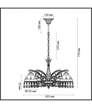 2989/5 CLASSI LN16 095 состаренная бронза Люстра E27 5*60W 220V AVIFA-foto2