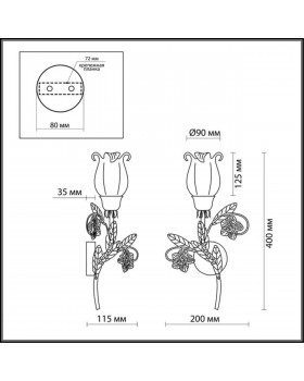 2252/1W COUNTRY ODL12 505 цветной Бра E14 60W 220V AMELI-foto2