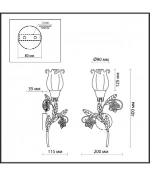 2252/1W COUNTRY ODL12 505 цветной Бра E14 60W 220V AMELI-foto2