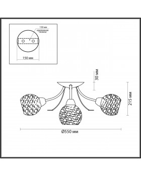 5266/5C COMFI LN23 194 античная латунь Люстра потолочная E14 5*40W 220V TULA-foto2