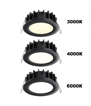 358948 SPOT NT22 230 черный Встраиваемый светодиодный светильник с переключателем цветовой температуры IP20 LED 3000К\4000К\6000К 10W 220V LANTE-foto3