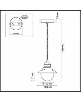 3249/1 COUNTRY ODL16 468 кофе/зол.патина/стекло Подвес E27 1*60W 220V SANDRINA-foto2