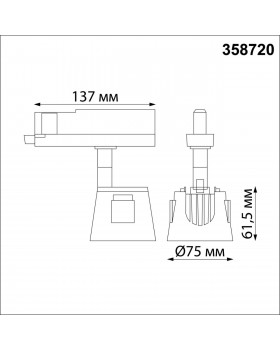358720 PORT NT21 120 черный/золото Трехфазный трековый светодиодный светильник IP20 LED 4000K 10W 100-265V KNOF-foto2