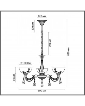 2958/3 CLASSI LN16 129 бронза, хрусталь Люстра E27 3*60W 220V NORA-foto2