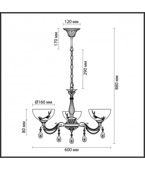 2958/3 CLASSI LN16 129 бронза, хрусталь Люстра E27 3*60W 220V NORA-foto2