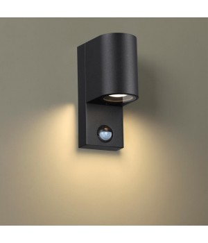 4390/1W HIGHTECH ODL23 561 черный/металл/пвх стойкий к УФ излучению Настенный светильник с датчиком движения IP44 LED GU10 7W MOTTO-foto3
