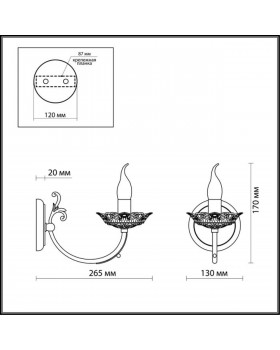 2698/1W CLASSIC ODL15 440 бел.с позолот/хрусталь Бра E14 60W 220V BARRA-foto2