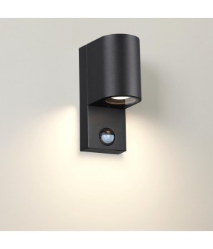 4390/1W HIGHTECH ODL23 561 черный/металл/пвх стойкий к УФ излучению Настенный светильник с датчиком движения IP44 LED GU10 7W MOTTO-foto4