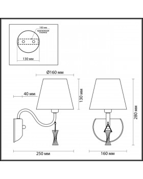 4408/1W CLASSI LN19 091 античная бронза Бра E14 1*40W 220V KIMBERLY-foto2