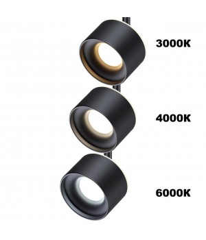 358974 PORT NT22 079 черный Светильник трековый однофазный трехжильный с переключ. цв. температуры IP20 LED 3000К\4000К\6000К 12W вниз + 3W вверх 110--foto5