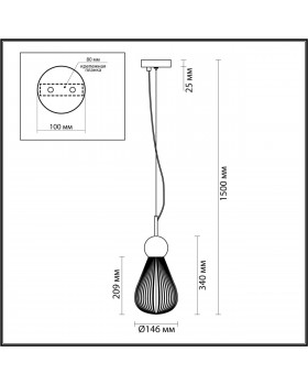 5417/1 MODERN ODL_EX23 17 черный хром/дымчатый/металл/стекло Подвес E14 1*40W ELICA-foto2