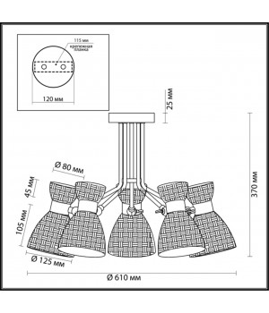 3704/5C COMFI LN19 214 античная бронза Люстра потолочная E14 5*40W 220V JACKIE-foto2