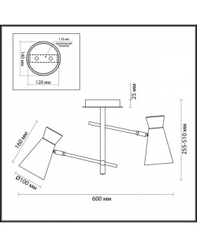 3790/2C LOFTI LN19 209 матовый черный, золотой Люстра потолочная E14 2*40W 220V LIAM-foto2
