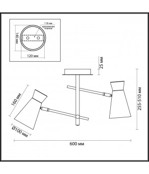 3790/2C LOFTI LN19 209 матовый черный, золотой Люстра потолочная E14 2*40W 220V LIAM-foto2