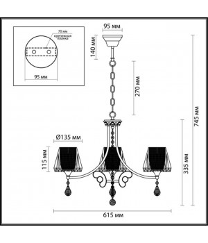 3411/3 COMFI LN17 080 хром Люстра E14 3*40W 220V MODESTA-foto2